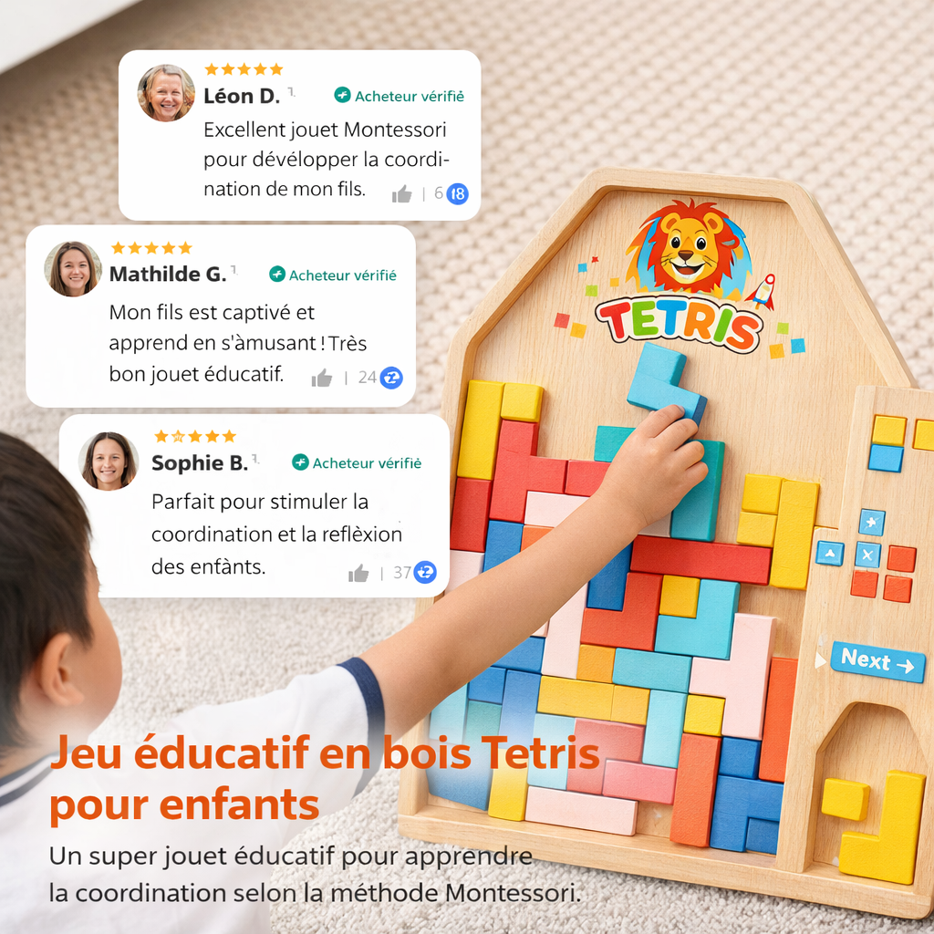 Jeu éducatif en bois Tetris pour enfants
