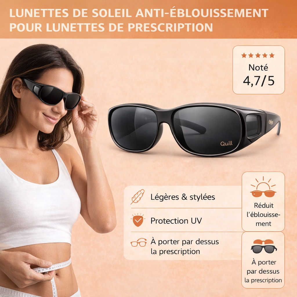 Lunettes de Soleil Anti-Éblouissement pour Lunettes de Prescription
