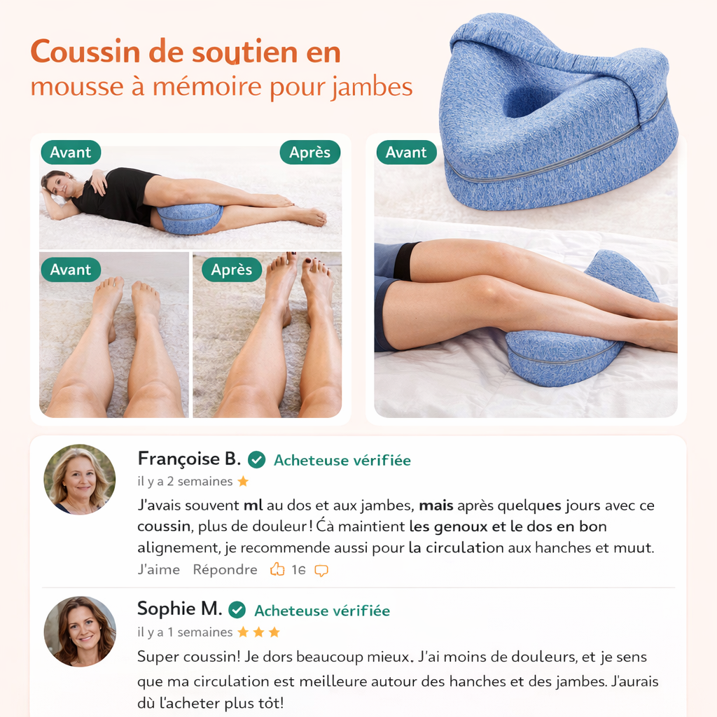 Coussin de soutien en mousse à mémoire pour jambes