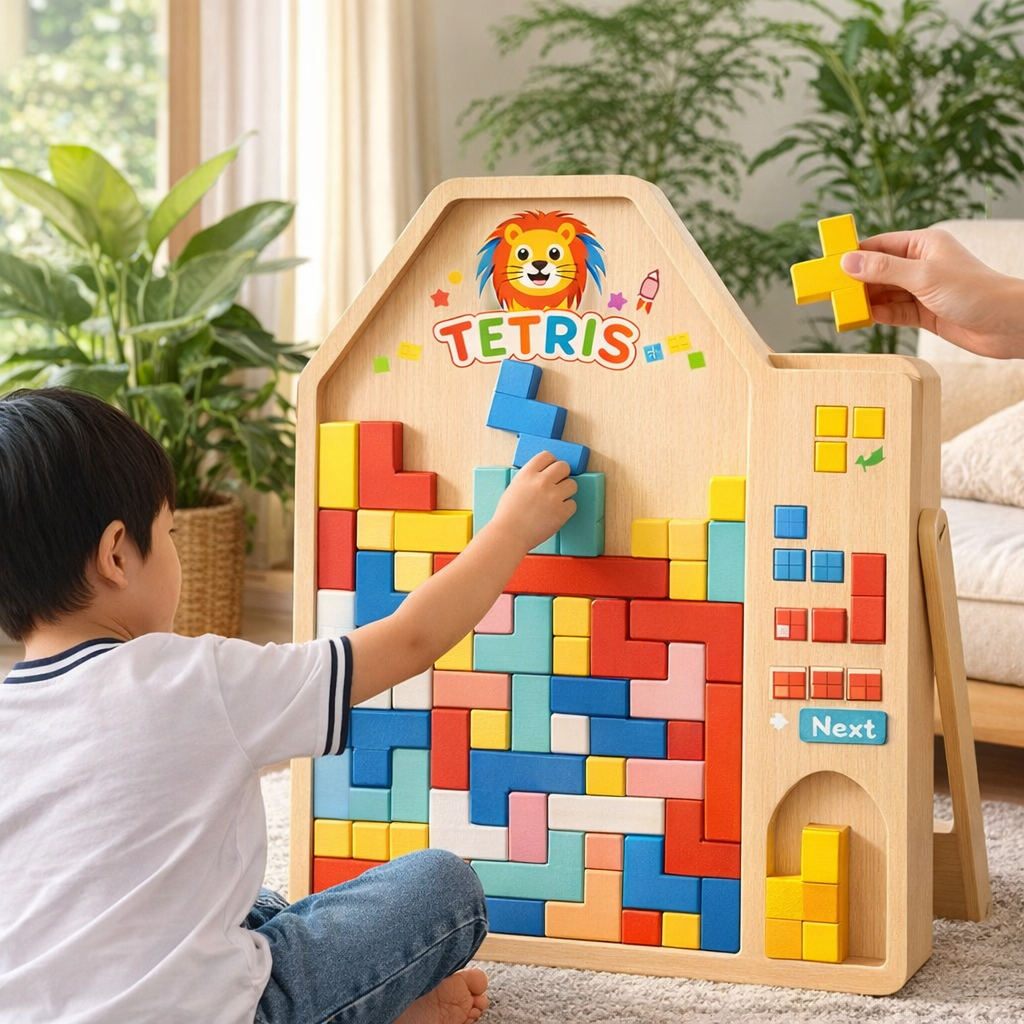 Jeu éducatif en bois Tetris pour enfants